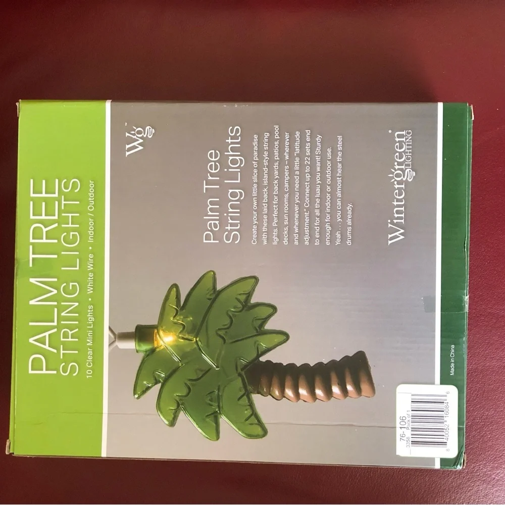 PALM TREES Electric String Lights - Indoor/Outdoor NEW IN BOX